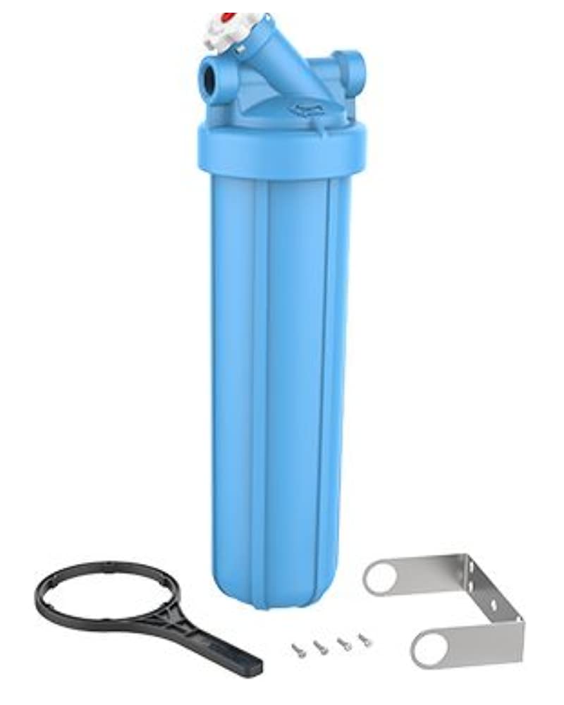 Pentair OMNIFilter BF55 20-Inch Whole House Water Filter Housing with Built-in Bypass - Heavy Duty Blue Water Filtration System for Clean Drinking & Shower Water - Ideal for Home, RV & Well Water Filtration