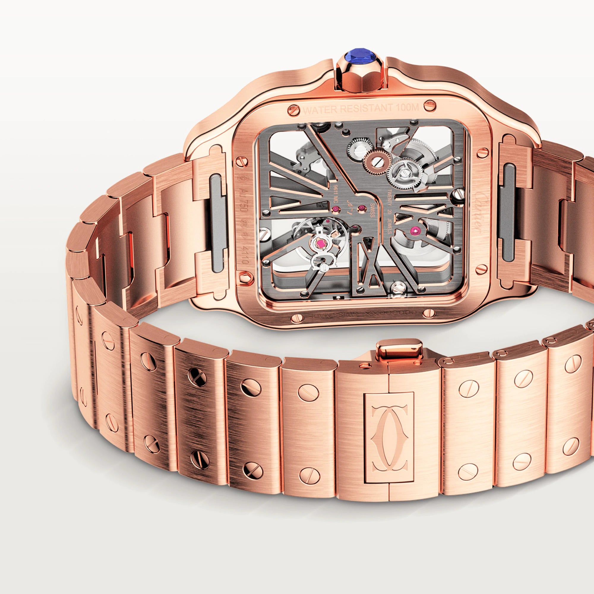 Cartier Santos 18K Rose Gold Men's Luxury Watch - Elegant Dress Watch for Business, Formal Events & Special Occasions