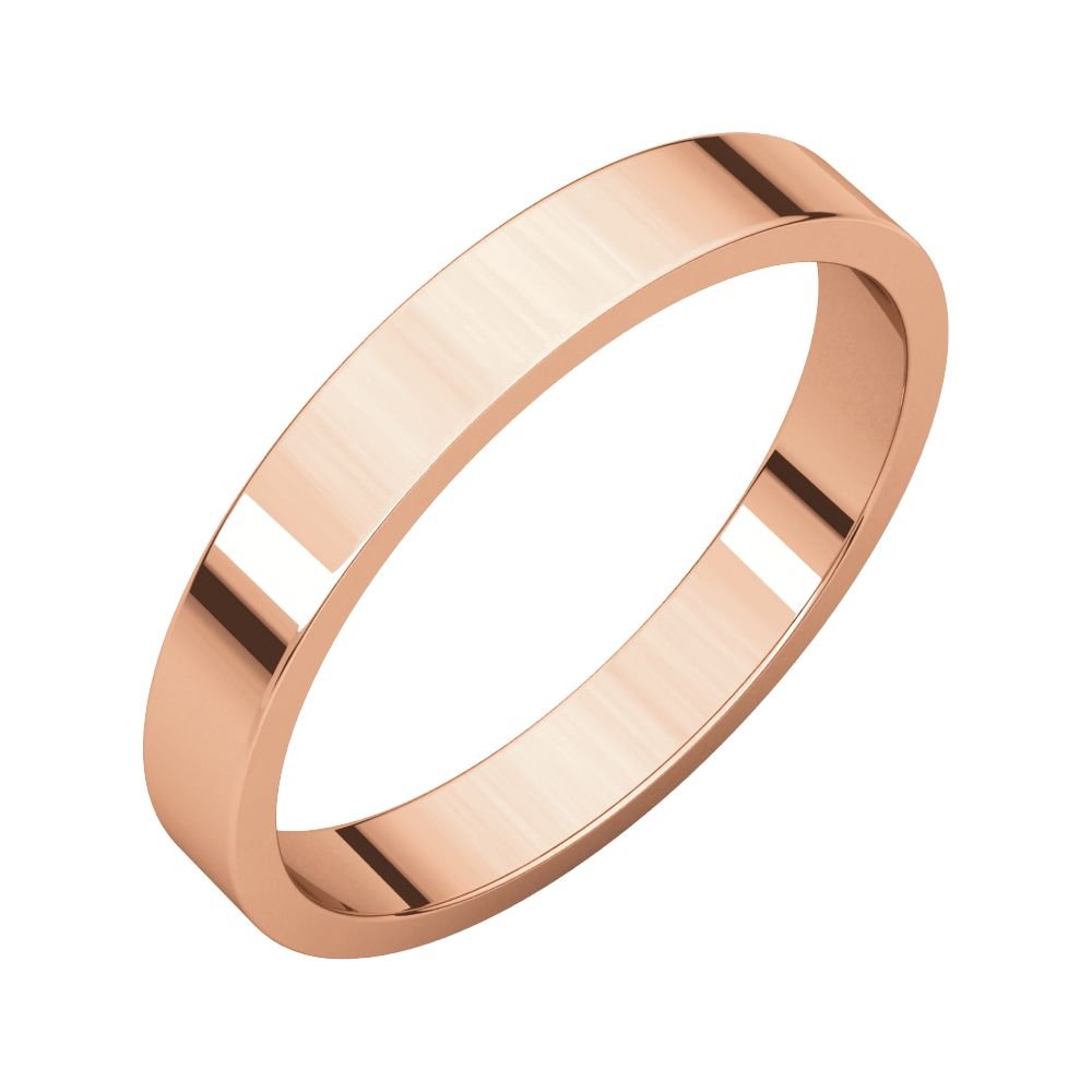 14K Rose Gold 3mm Flat Wedding Band - Elegant Stackable Ring for Women, Bridal Jewelry, Anniversary Gift, Engagement Ring - Perfect for Weddings, Proposals & Special Occasions