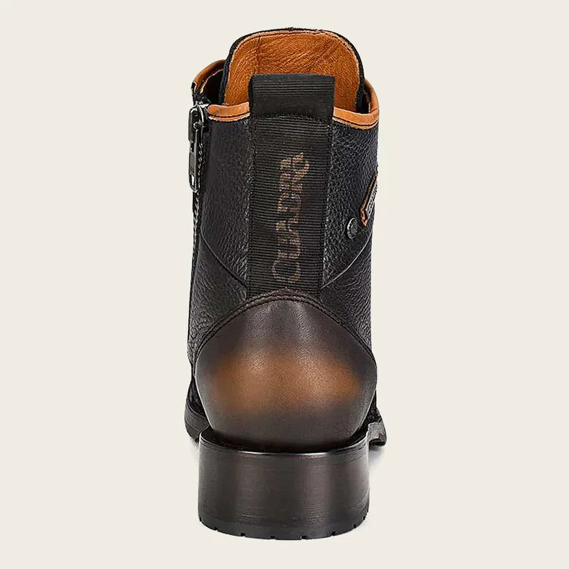 4D10MH Men's Vintage Fashion Pirarucu Ankle Boots - Black Casual Leather Booties for Everyday Wear & Outdoor Adventures