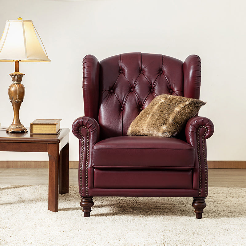 Premium Raquel Genuine Leather Armchair - Heavy Duty Solid Wood Frame - Luxury Living Room Seating for Home Office & Lounge Areas
