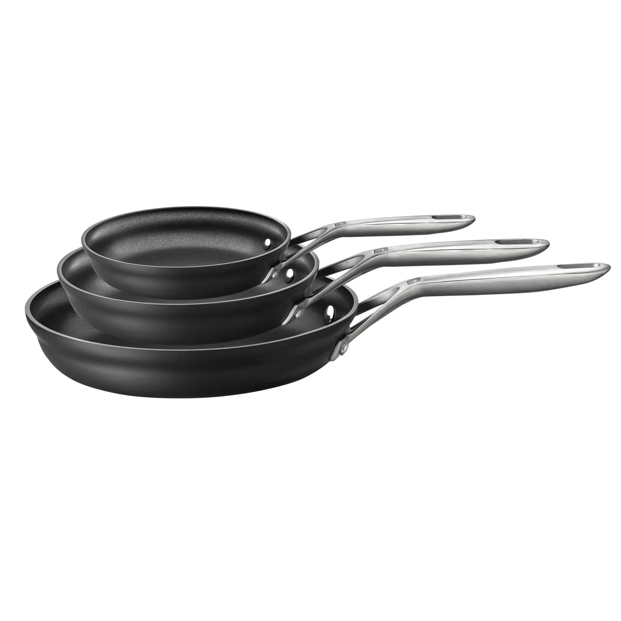ZWILLING Motion Hard Anodized 3-Piece Nonstick Fry Pan Set - Durable Aluminum Cookware for Sautéing, Frying & Cooking Perfect Meals at Home