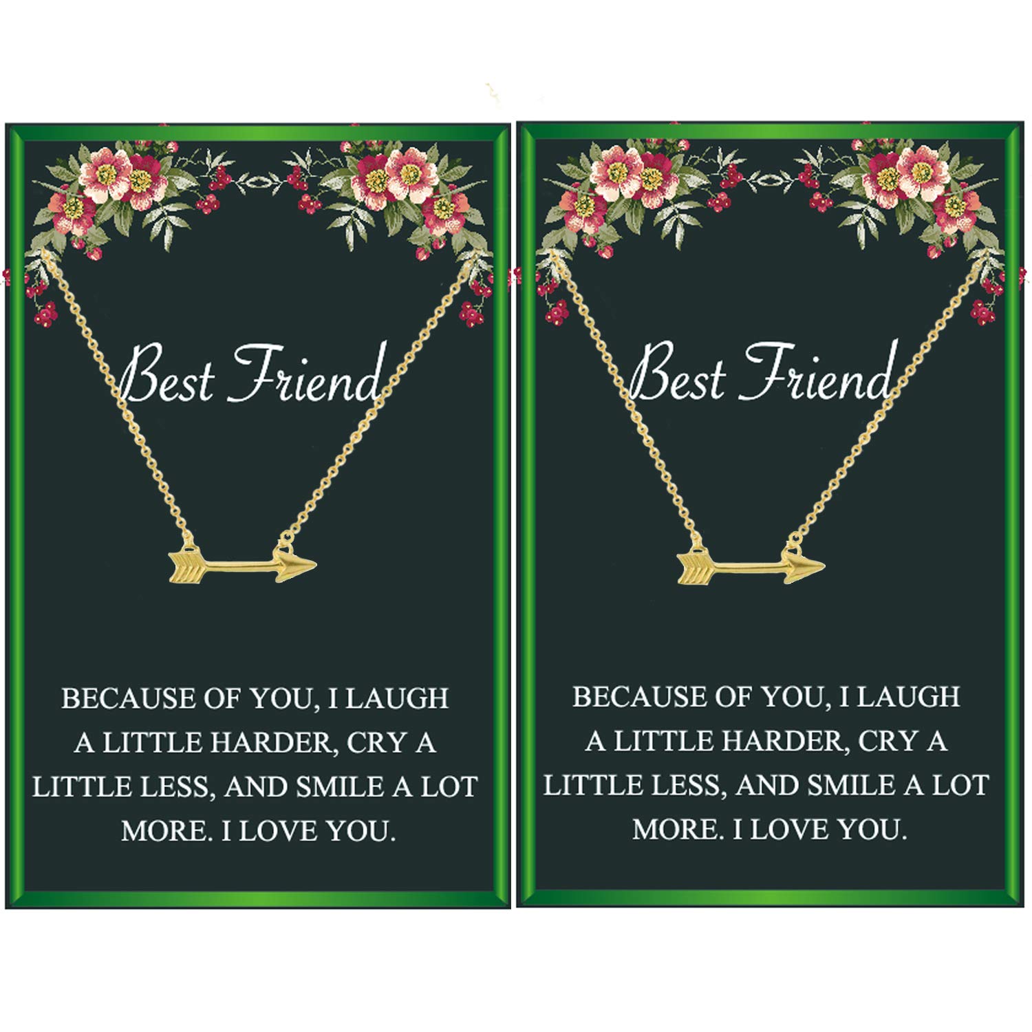 2pcs Gold Arrow Pendant Necklace - Best Friend Birthday Gift, College & High School Graduation Jewelry for Her, Perfect for Everyday Wear & Special Occasions