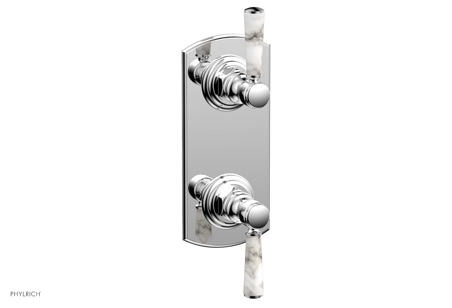 HEX TRADITIONAL / HENRI 1/2 Thermostatic Valve with Volume Control or Diverter - White Marble Handles (4 155) - Perfect for Bathroom & Shower Fixture Upgrades