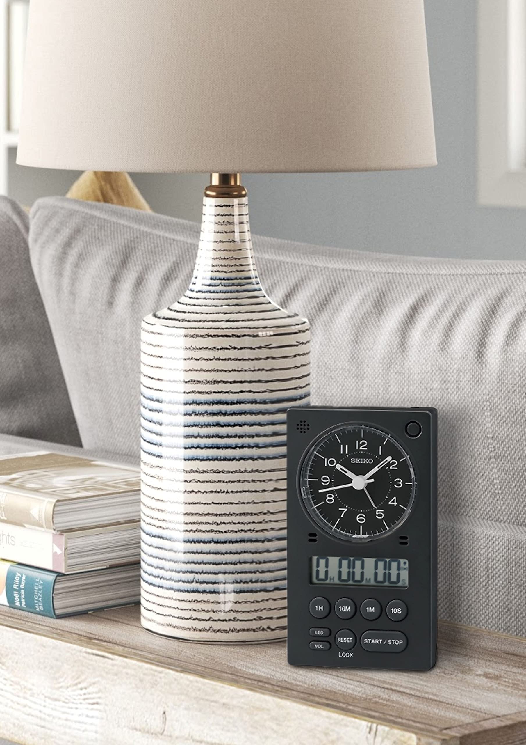Seiko 3-in-1 Digital Alarm Clock with Stopwatch & Timer - Black | Perfect for Bedroom, Office, and Gym Use