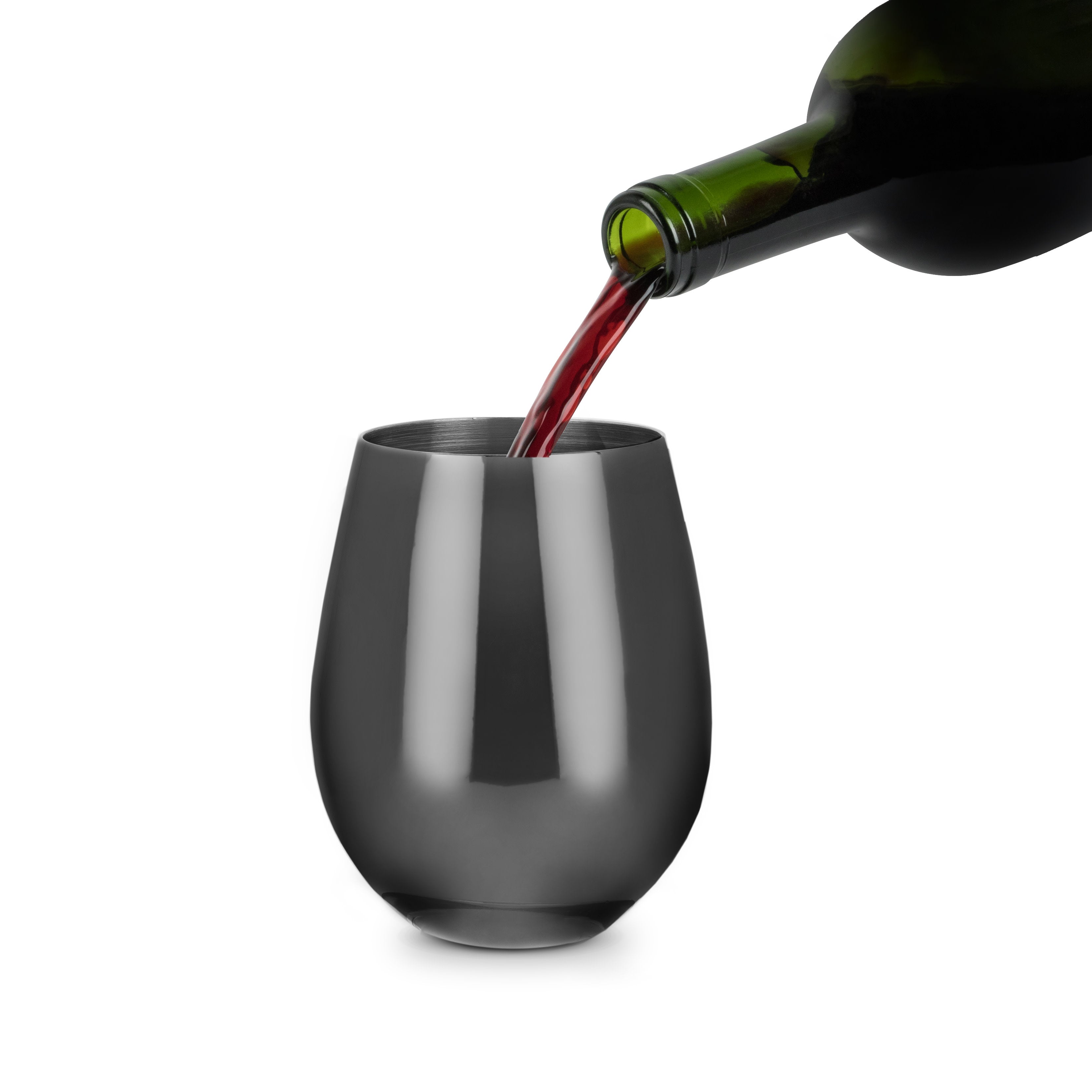 Premium Gunmetal Stainless Steel Stemless Wine Glasses Set of 2 - Shatterproof & Dishwasher Safe for Indoor/Outdoor Use - Perfect for Parties, Picnics, and Home Entertaining