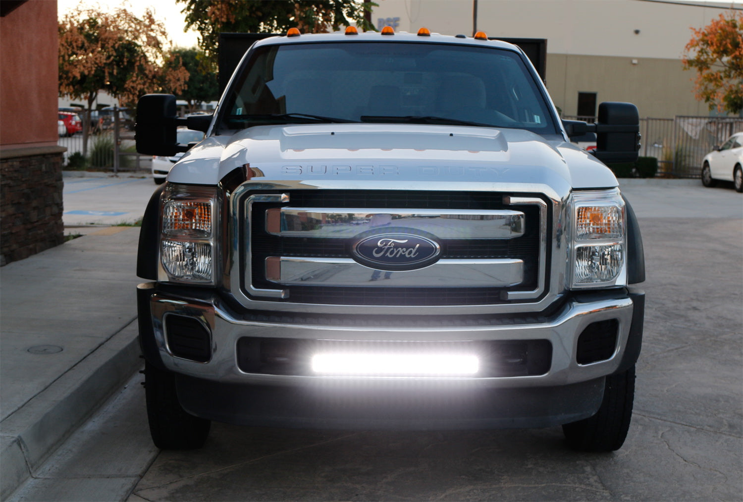 144W 25 LED Light Bar with Lower Bumper Brackets & Wiring Harness for 2011-2016 Ford F250 F350 Super Duty - Off-Road, Fog Lights, Night Driving, Truck Accessories