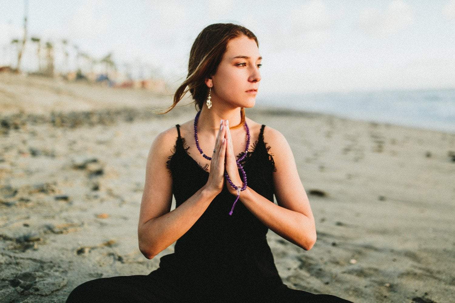 Amethyst Clarity of Mind Mala Beads - Natural Healing Crystal Meditation Necklace for Stress Relief & Spiritual Growth | Perfect for Yoga, Mindfulness Practice & Daily Wear