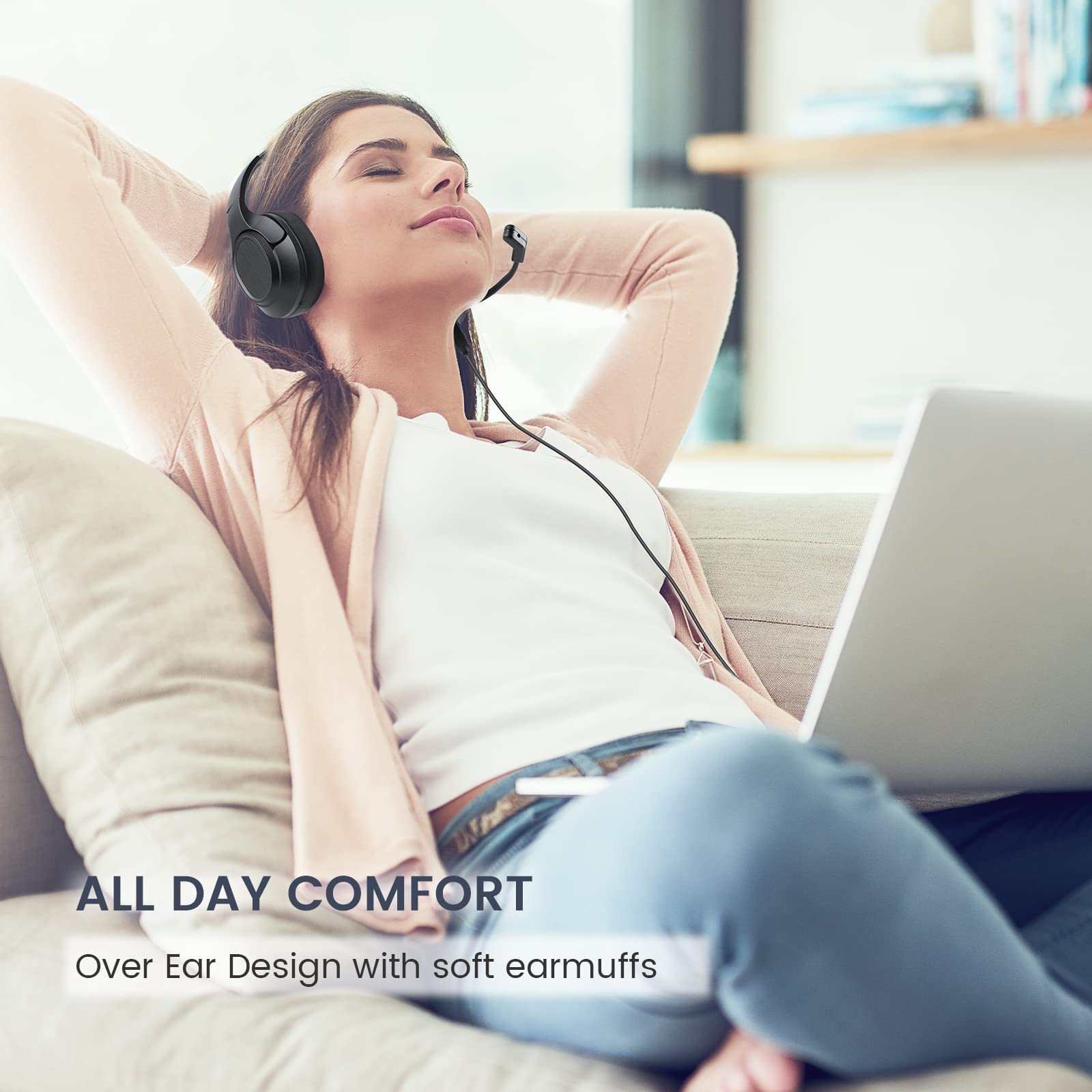 EKSA H2 USB Gaming Headset with Noise Cancelling Microphone - Over-Ear PC Headphones for Laptop, Computer, Call Center - Mute Button & Volume Control - Perfect for Zoom Meetings, Teams Calls, Home Office & Online Classes