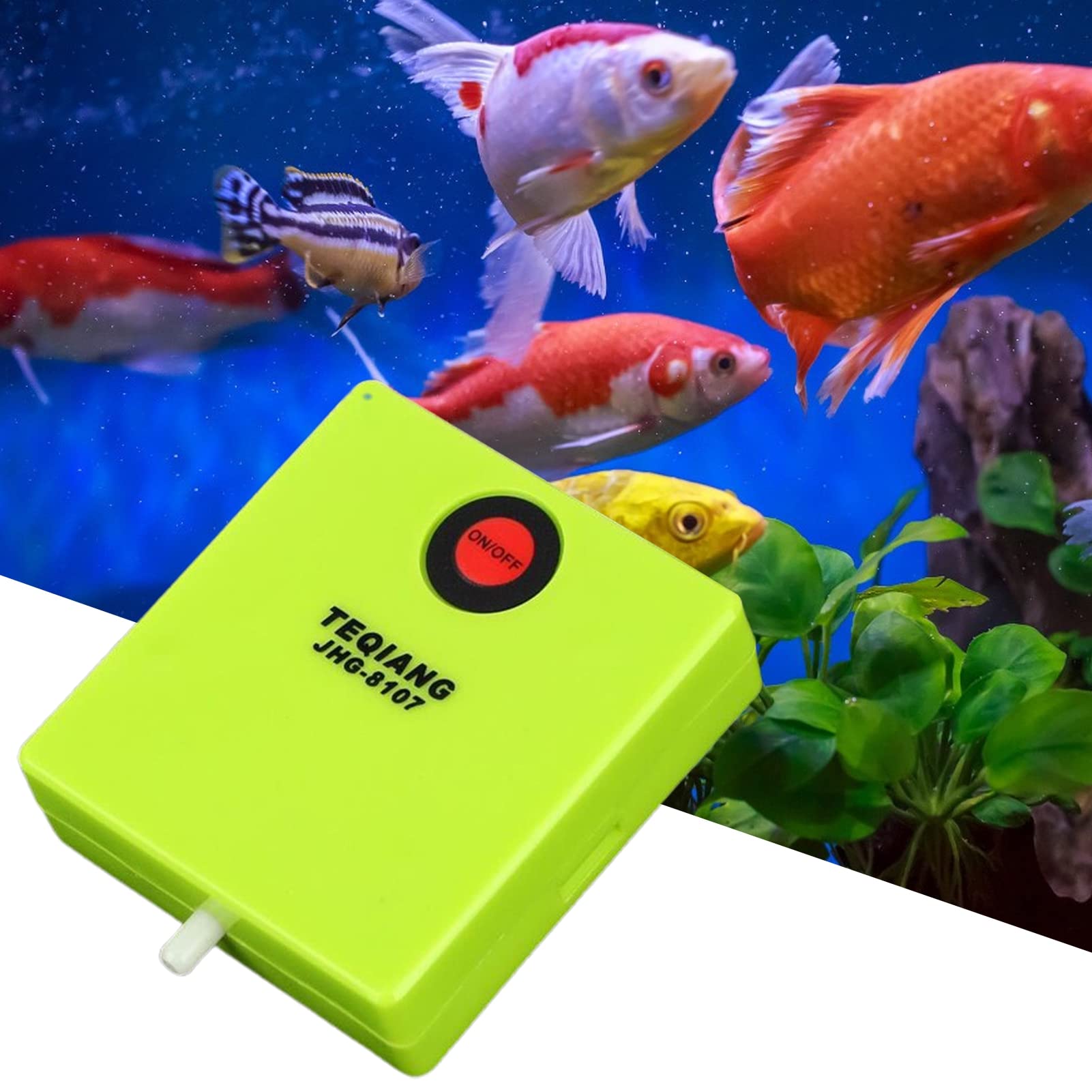 Portable Fish Tank Air Pump - Mini Oxygen Aerator for Aquariums, Increases Water Circulation & Oxygenation - Ideal for Home Fish Tanks, Aquaponics & Hydroponics Systems