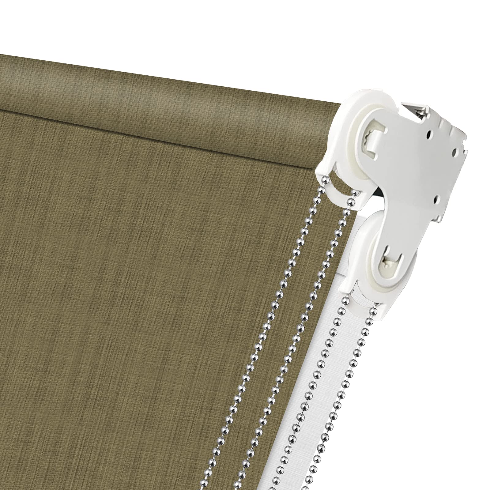 LETAU Double Layer Cordless Window Shades - 2 in 1 Blackout & Sheer Fabric Window Blinds for Multi Light Control | Olive Green | Perfect for Bedroom, Nursery & Home Office Privacy