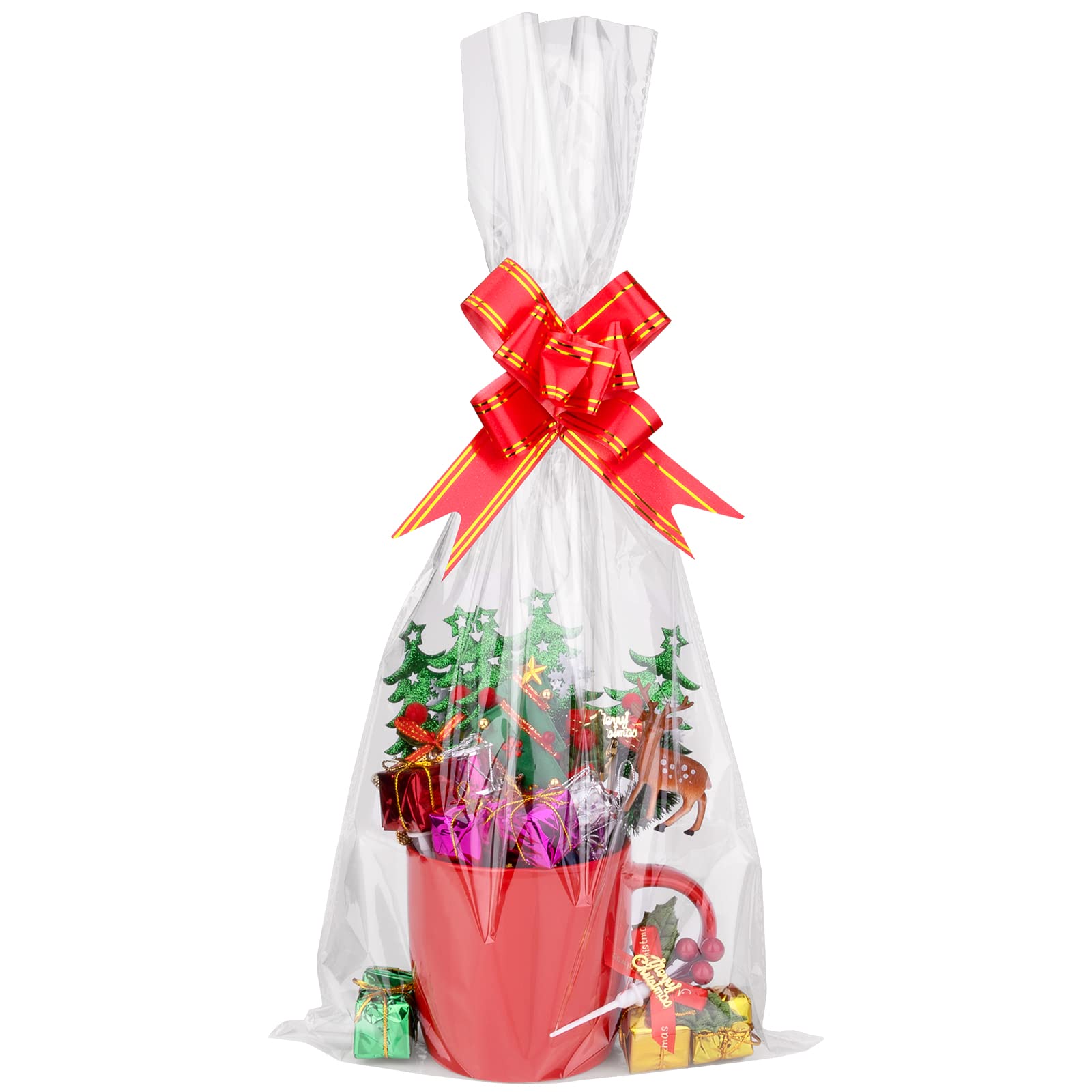 Awpeye 25-Pack Clear Cellophane Gift Bags - 2 Mil Thick Wide Opening for Mugs, Wine Bottles & Small Baskets | Perfect for Party Favors, Wedding Gifts & Retail Packaging