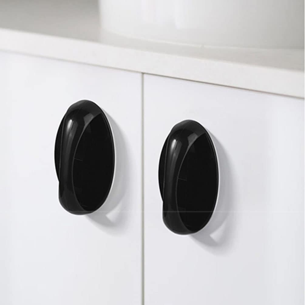 6-Piece Black Plastic Cabinet Handles - Self-Adhesive Kitchen & Furniture Drawer Pulls for Wardrobe, Cupboard & Toilet Lid - Easy Installation Home Upgrade (Perfect for DIY Kitchen Renovation & Bathroom Organization)
