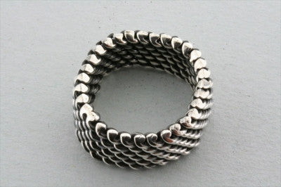 Sterling Silver Mesh Ring for Women - Elegant Stackable Band Jewelry for Everyday Wear & Special Occasions