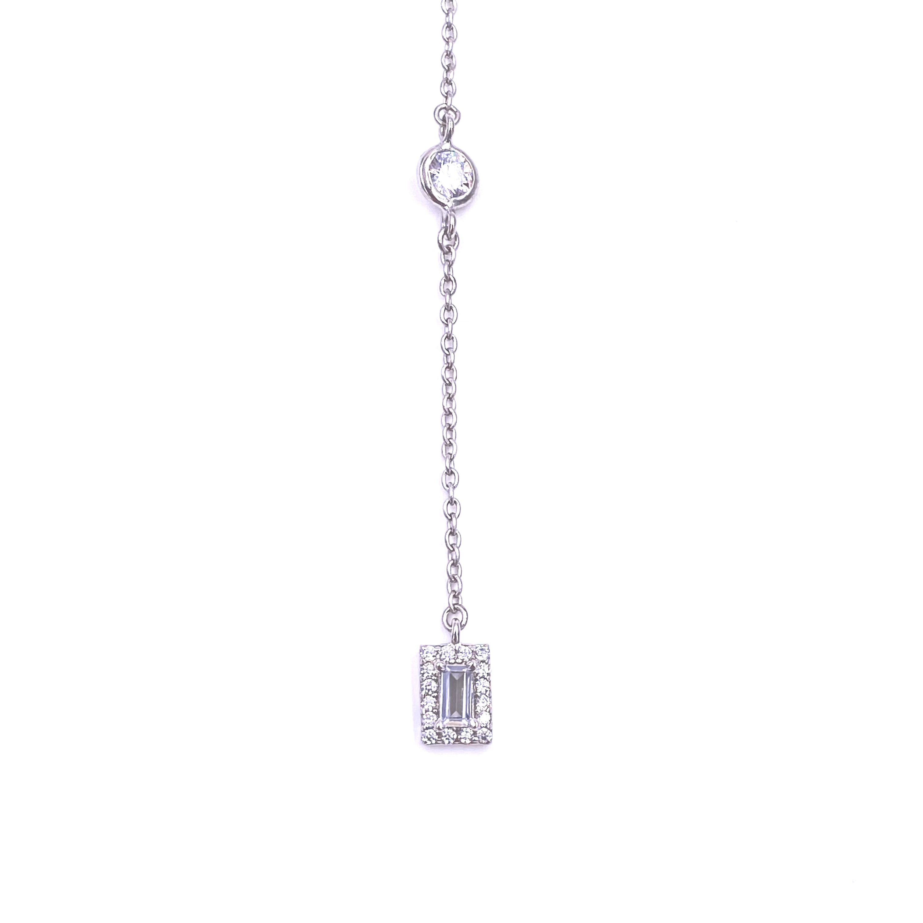 Ashley Gold Sterling Silver Round & Emerald Cut CZ Lariat Necklace - Elegant Layered Jewelry for Women, Perfect for Parties, Weddings & Everyday Wear