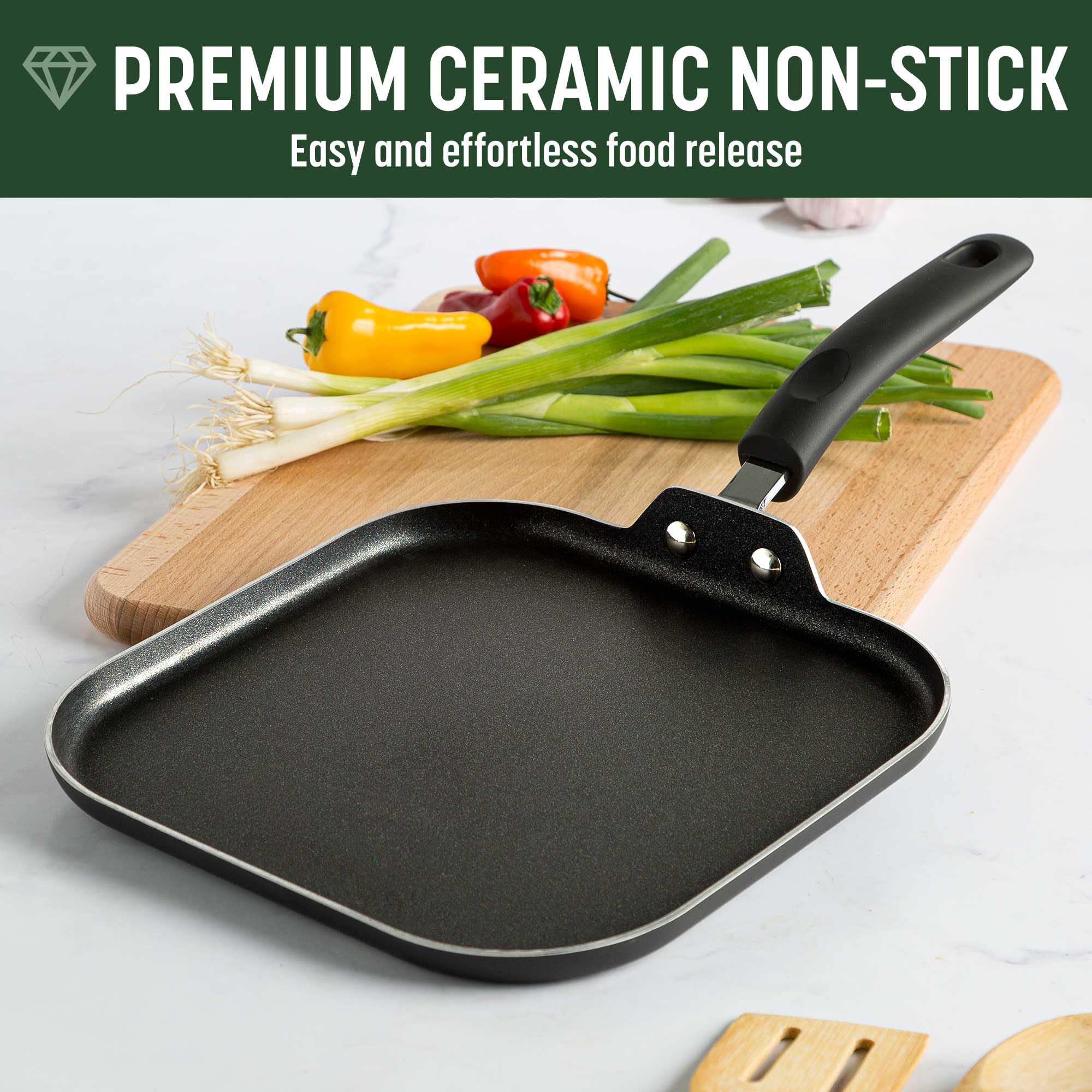 Premium Goodful Ceramic Nonstick Cookware Set - 12-Piece PFOA-Free Pots & Pans with Eco-Friendly Coating | Dishwasher Safe, Charcoal Gray | Perfect for Home Cooking, Professional Kitchens & Healthy Meal Prep