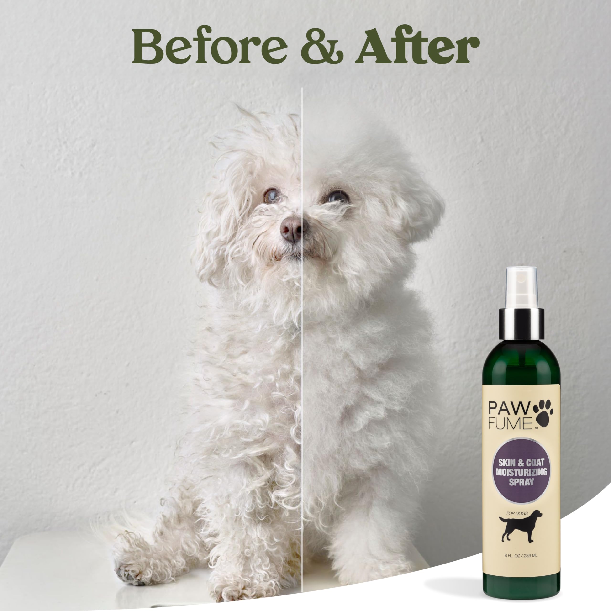 Pawfume Dog Skin & Coat Moisturizing Spray - Leave-In Conditioner for Dry & Itchy Skin Relief - Hydrating Lotion for Dogs - 4 Pack - Perfect for Grooming, Post-Bath Care & Daily Skin Maintenance