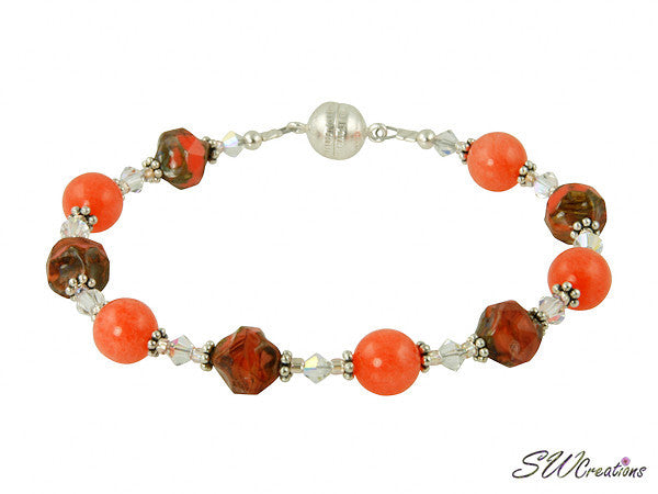 Natural Tangerine Jade Gemstone Magnetic Healing Bracelet for Women - Unisex Beaded Jewelry for Stress Relief & Wellness | Perfect for Meditation, Yoga & Daily Wear