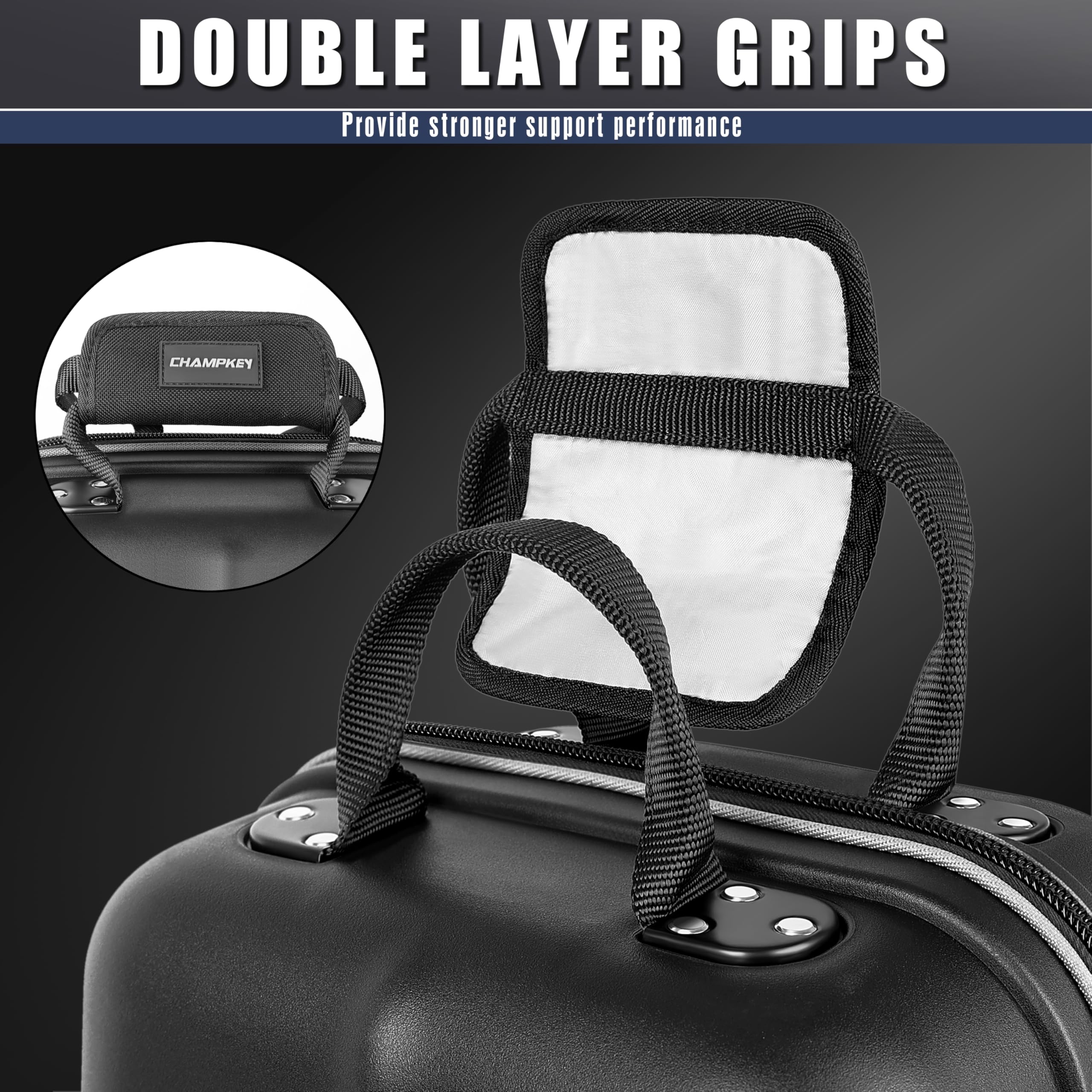 CHAMPKEY Premium Golf Travel Bag for Airlines - Hard Case Top with Oversized Wheels - Durable Oxford Fabric Golf Club Carrier - Gray Luggage for Air Travel & Golf Trips