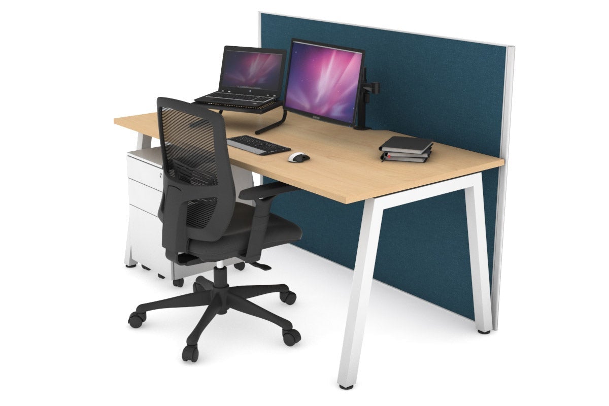 Horizon Quadro A Legs Office Desk - 1600L x 800W with Cable Management Scallop | Modern Workstation for Home Office, Study Room & Small Business Spaces