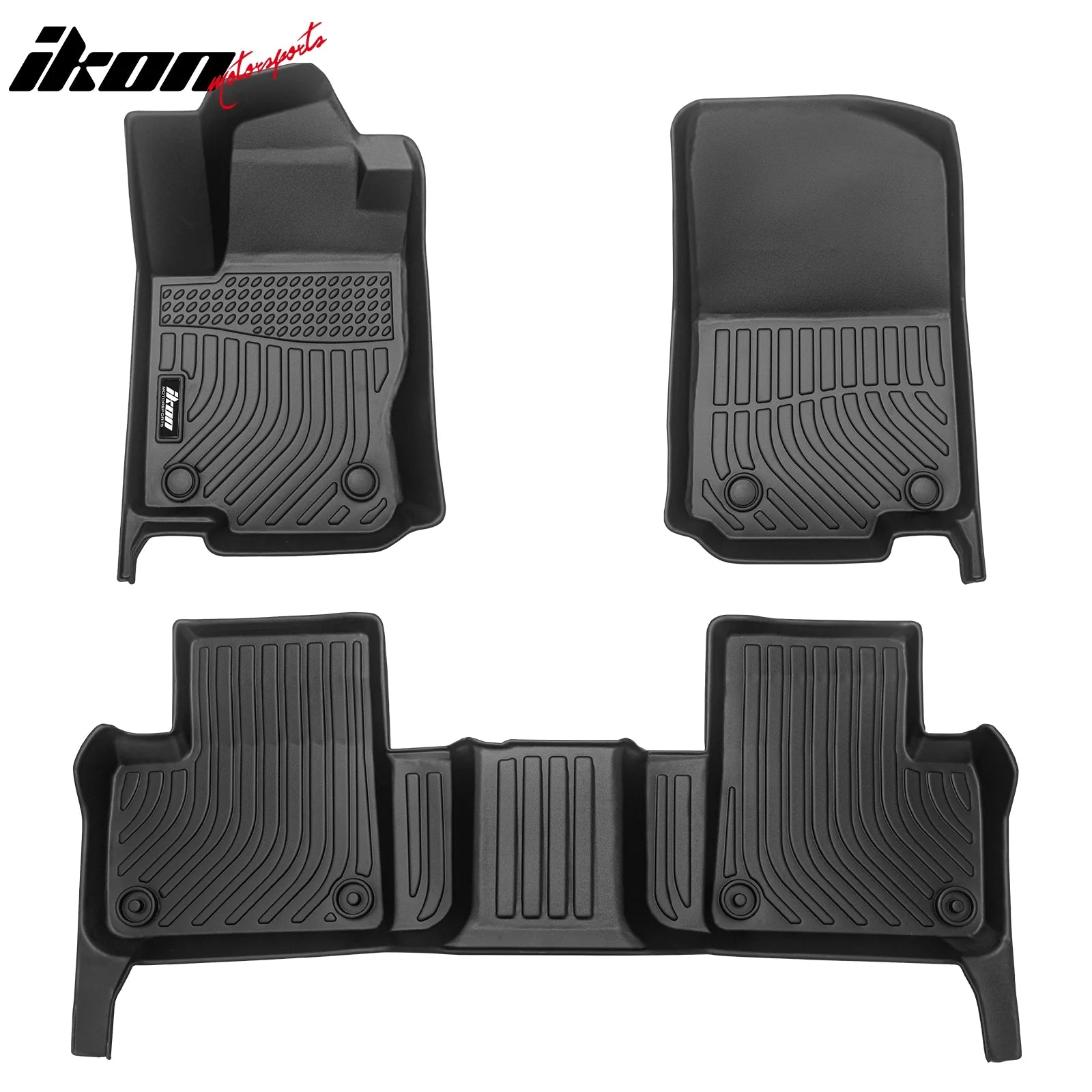 IKON Custom Fit All-Weather Floor Mats for 2012-2019 Mercedes-Benz ML W166 / GLE SUV W166 / GLE Coupe C292 / GL X166 / GLS X166 - 1st & 2nd Row Black TPE Car Mats - Perfect for SUV Protection Against Dirt, Mud & Spills