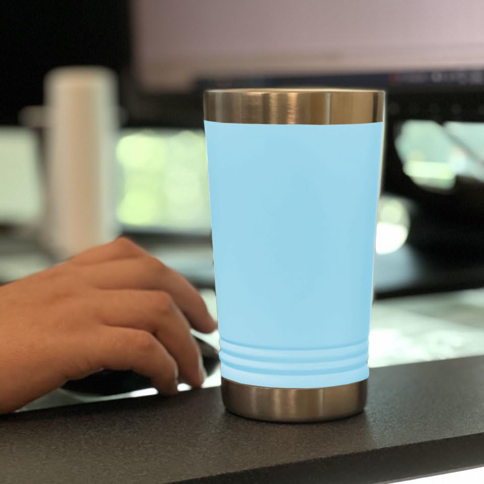 LaserGram 16oz Vacuum Insulated Stainless Steel Tumbler with Lid - Personalized Engraved Killer Whale Design in Light Blue - Keeps Drinks Hot/Cold for Hours - Perfect for Coffee, Tea, Beer & Outdoor Activities
