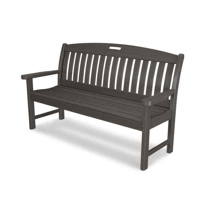 POLYWOOD Nautical 60-Inch Outdoor Bench - All-Weather Resin Wicker Patio Furniture for Poolside, Garden, Deck & Backyard Relaxation