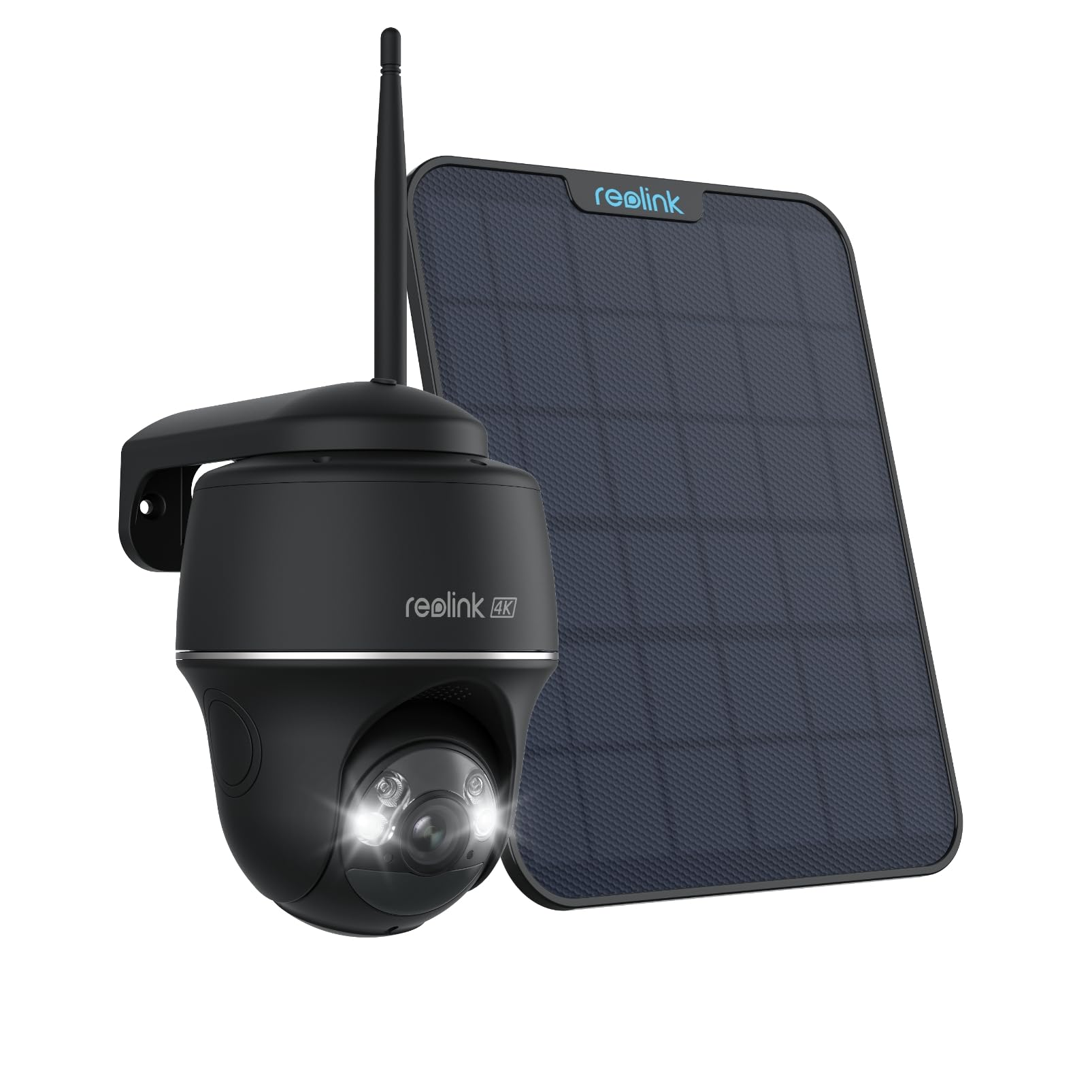 REOLINK 4K Wireless Outdoor Security Camera with Solar Panel - 360° Pan Tilt, 8MP Color Night Vision, 2.4/5GHz Dual-Band WiFi, No Monthly Fees - Compatible with Home Hub - Ideal for Home Security, Yard Monitoring & Business Surveillance (Argus PT 4K+ 6W, Black)