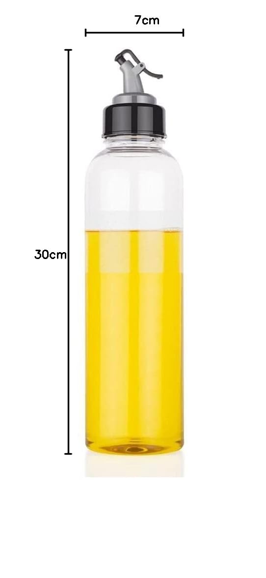 Premium Plastic Cooking Oil Dispenser - 1000ml Unbreakable Oil Bottle with Trigger for Kitchen | Transparent, Pack of 1 | Ideal for Frying, Baking & Salad Dressing