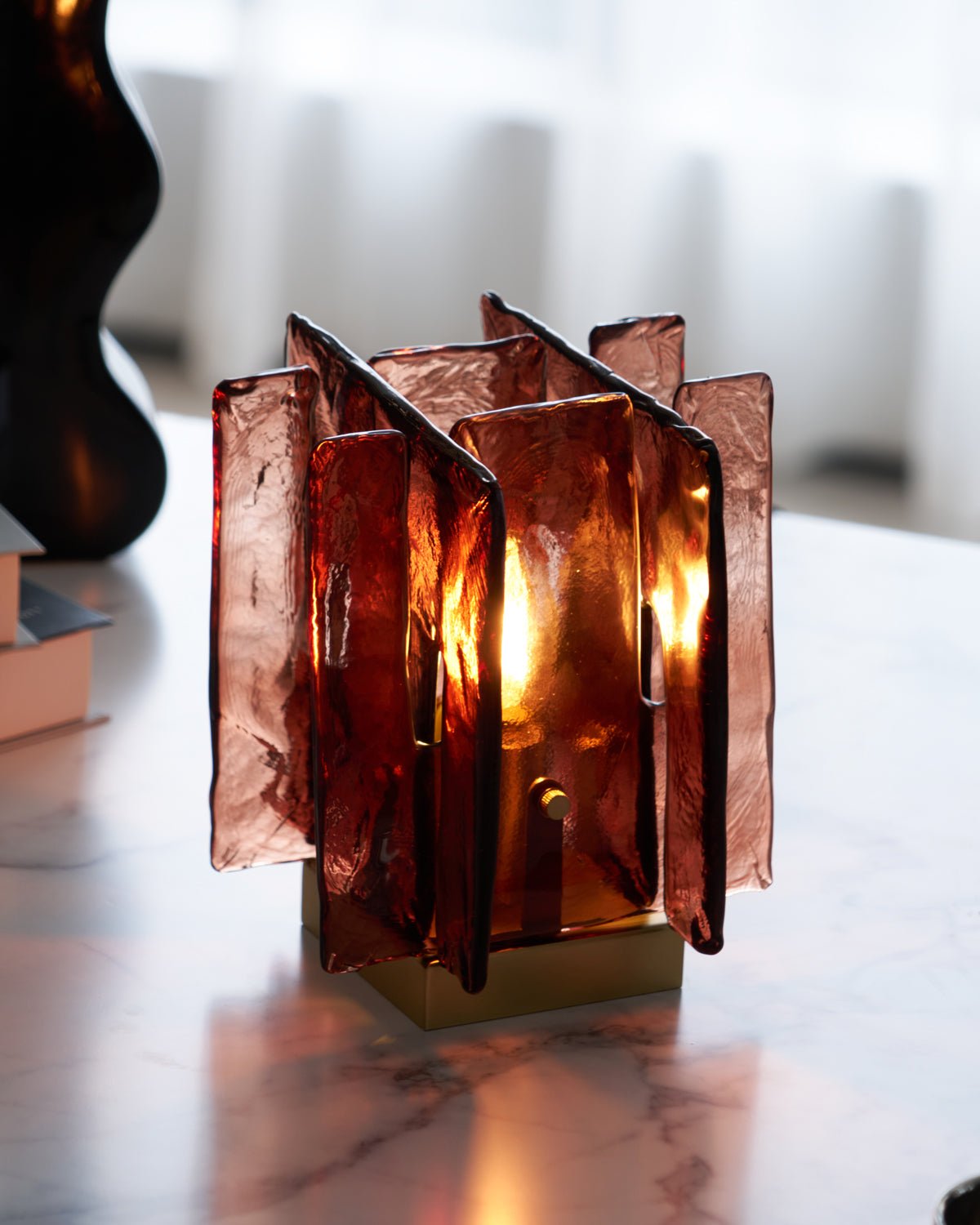 Amber LED Building Block Table Lamp - Modern Nightstand Light for Bedroom, Living Room, and Office Decor