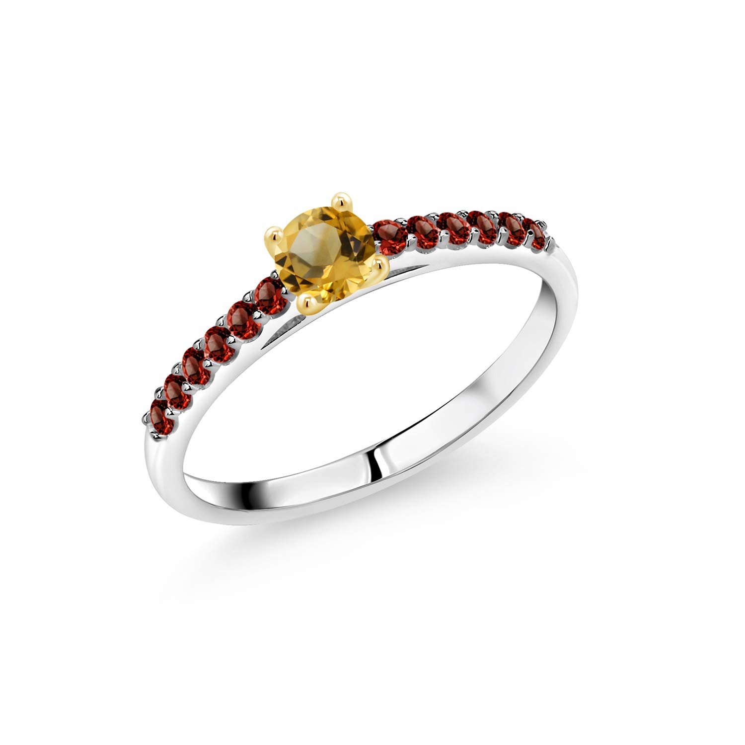 0.50Ct Citrine Garnet Ring in 10K White Gold for Wedding & Gift