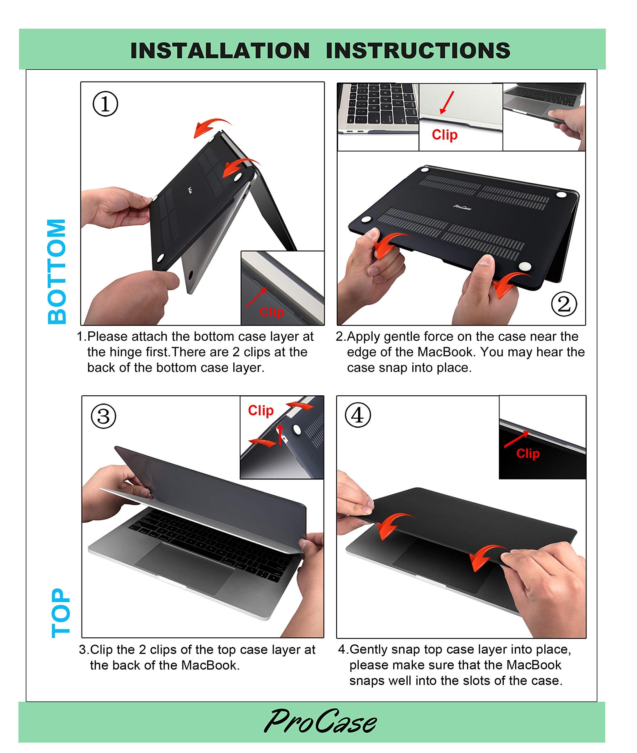 ProCase Hard Shell Case for MacBook Pro 13 Inch (2016-2019 Models A1706/A1708/A1989/A2159) - Protective Cover with Keyboard Skin | Touch Bar Compatible | Lightweight Durable PC Material | Perfect for Work, Travel & School Use