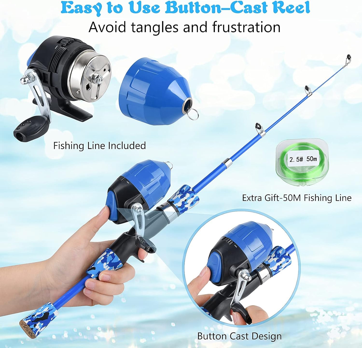**Milerong Kids Fishing Rod and Reel Combo Kit - Telescopic Portable Fishing Pole for Boys, Girls & Youth with Spincast Reel, Tackles, Lures & Lines - Perfect for Outdoor, Camping & Family Fishing Trips**