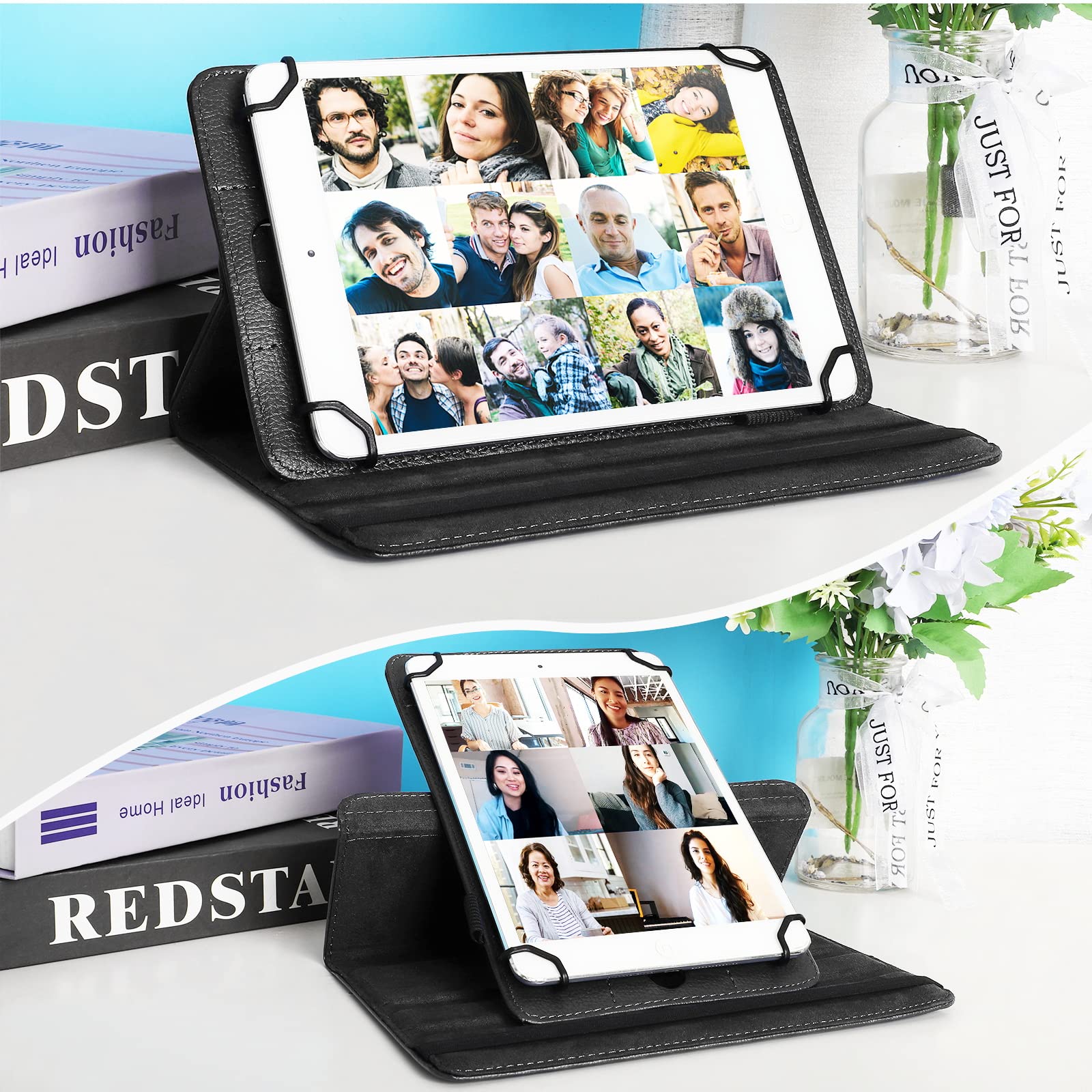 Premium PU Leather Universal Tablet Case 9.6-10.1 Inch - Protective Stand Cover with Elastic Band & Pencil Holder for Samsung Galaxy Note 10.1 LTE N8020 | Perfect for Work, School & Travel