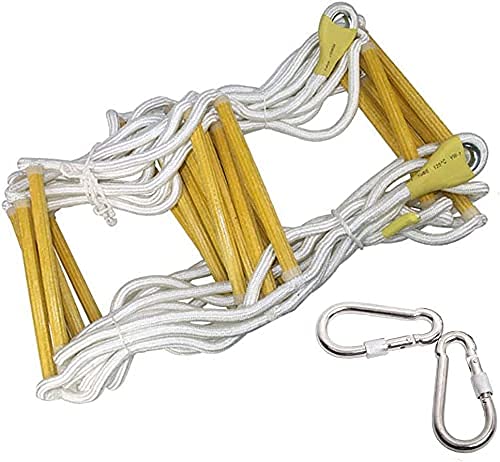 Emergency Escape Rope Ladder with 2 Heavy-Duty Hooks - Portable Fire Rescue Ladder for Home, Treehouse & Construction - High Altitude Climbing & Outdoor Safety Equipment for Emergency Situations