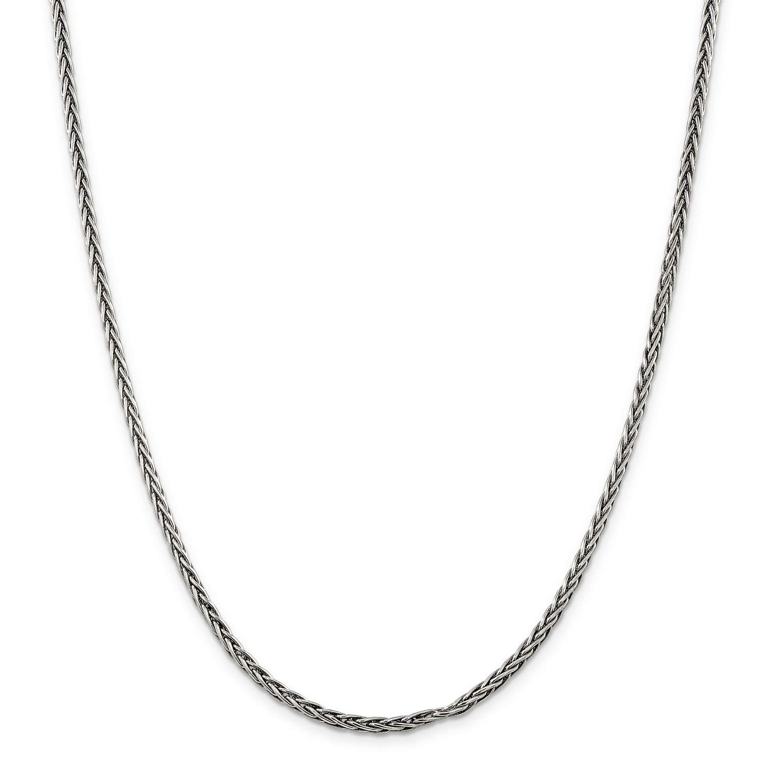 .925 Sterling Silver Antiqued Spiga Wheat Chain Necklace for Women - Vintage Italian Style Jewelry Gift for Birthday, Anniversary & Special Occasions