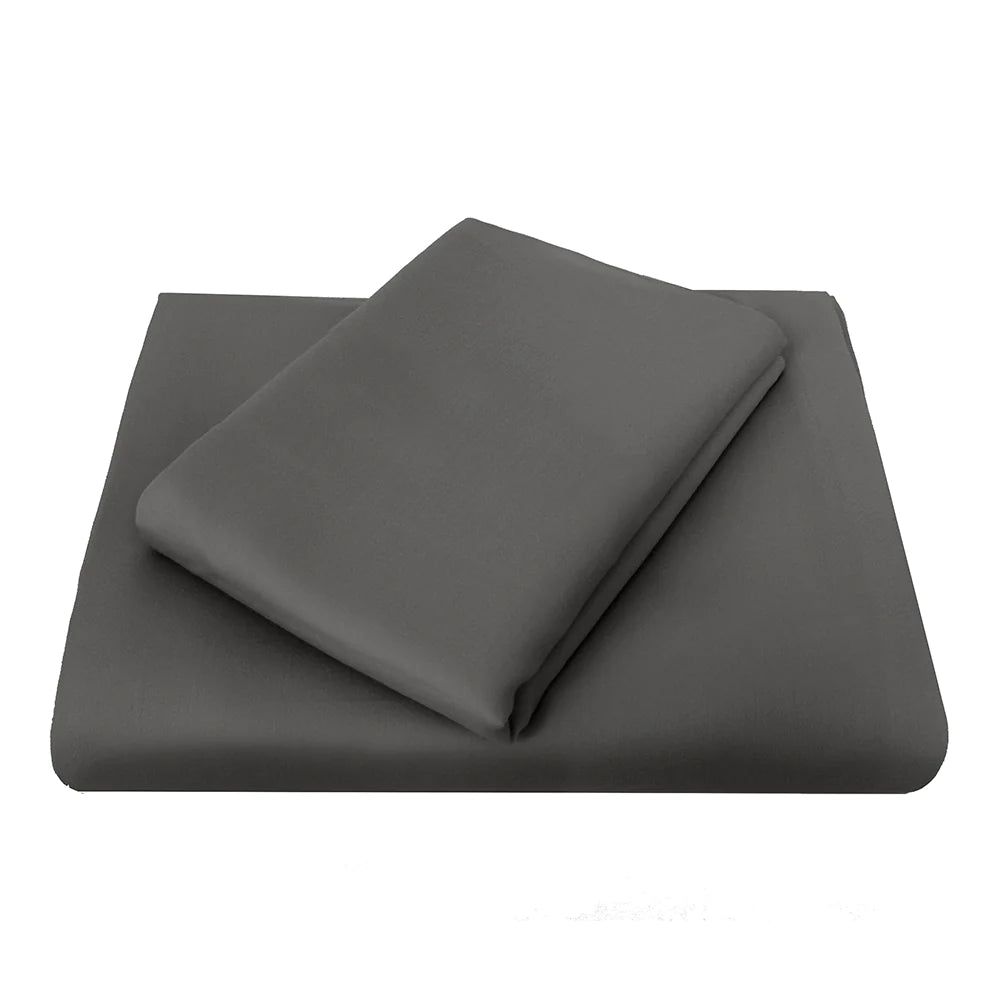 Bambury Commercial Chateau 210THC Polyester Cotton Blend Sheet Set - Flat or Fitted Sheet in Pewter Gray | Soft Bedding for Hotels, Dorms & Home Use