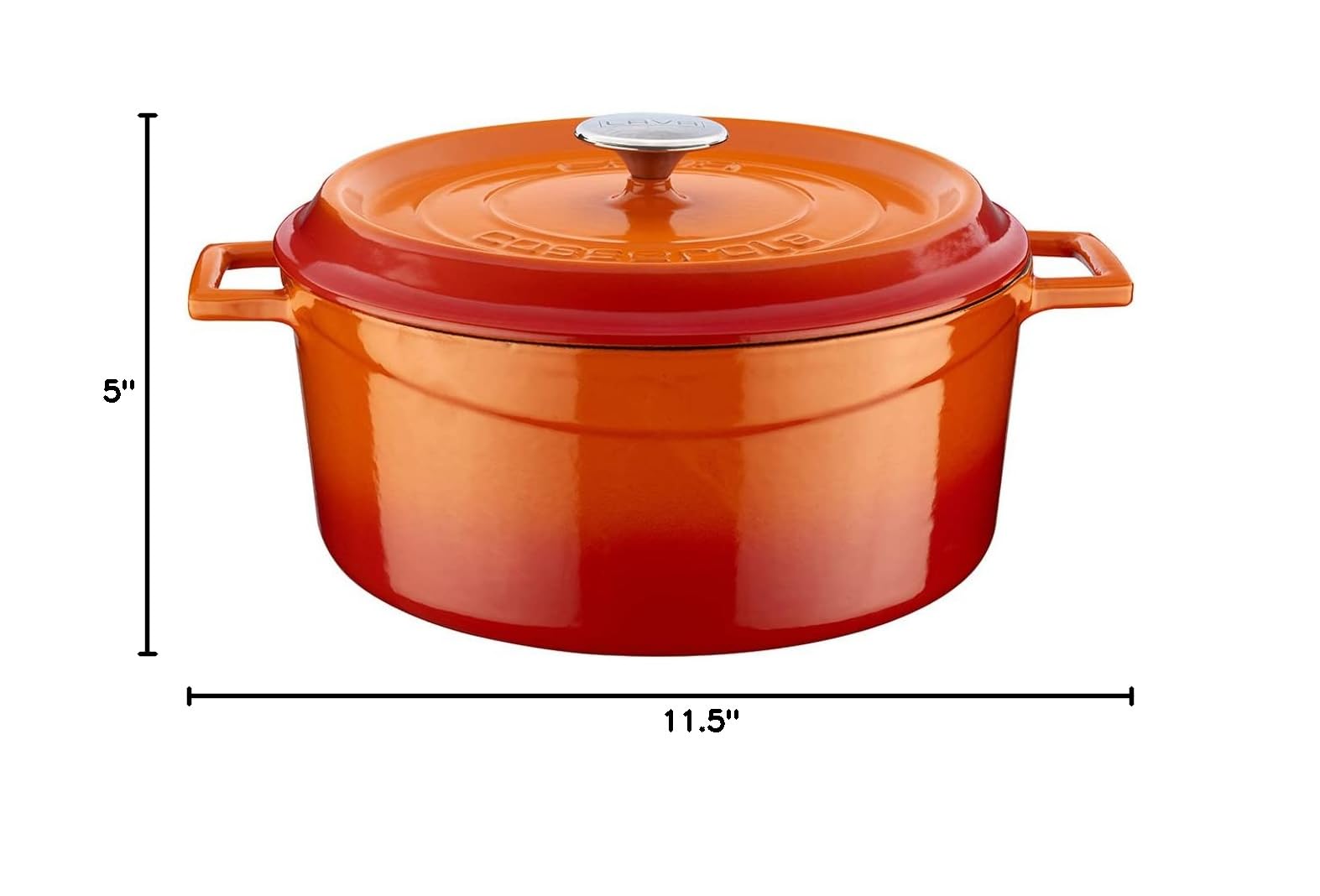 Lava Signature Enameled Cast Iron Round Dutch Oven 7 Quart - Orange Spice Color, Heavy Duty Cookware for Baking, Roasting & Slow Cooking - Perfect for Soups, Stews, Bread & Casseroles