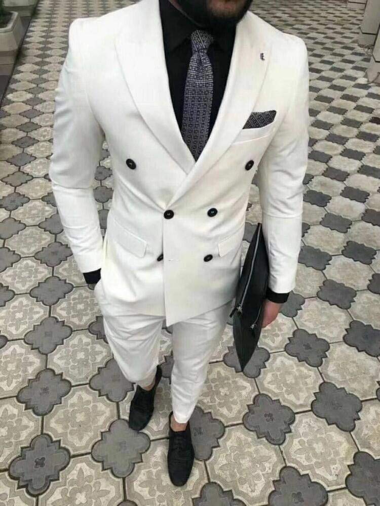 Men's 2-Piece Slim Fit Double Breasted Suit Set - Formal Blazer & Pants for Wedding, Groomsmen, Business & Special Occasions