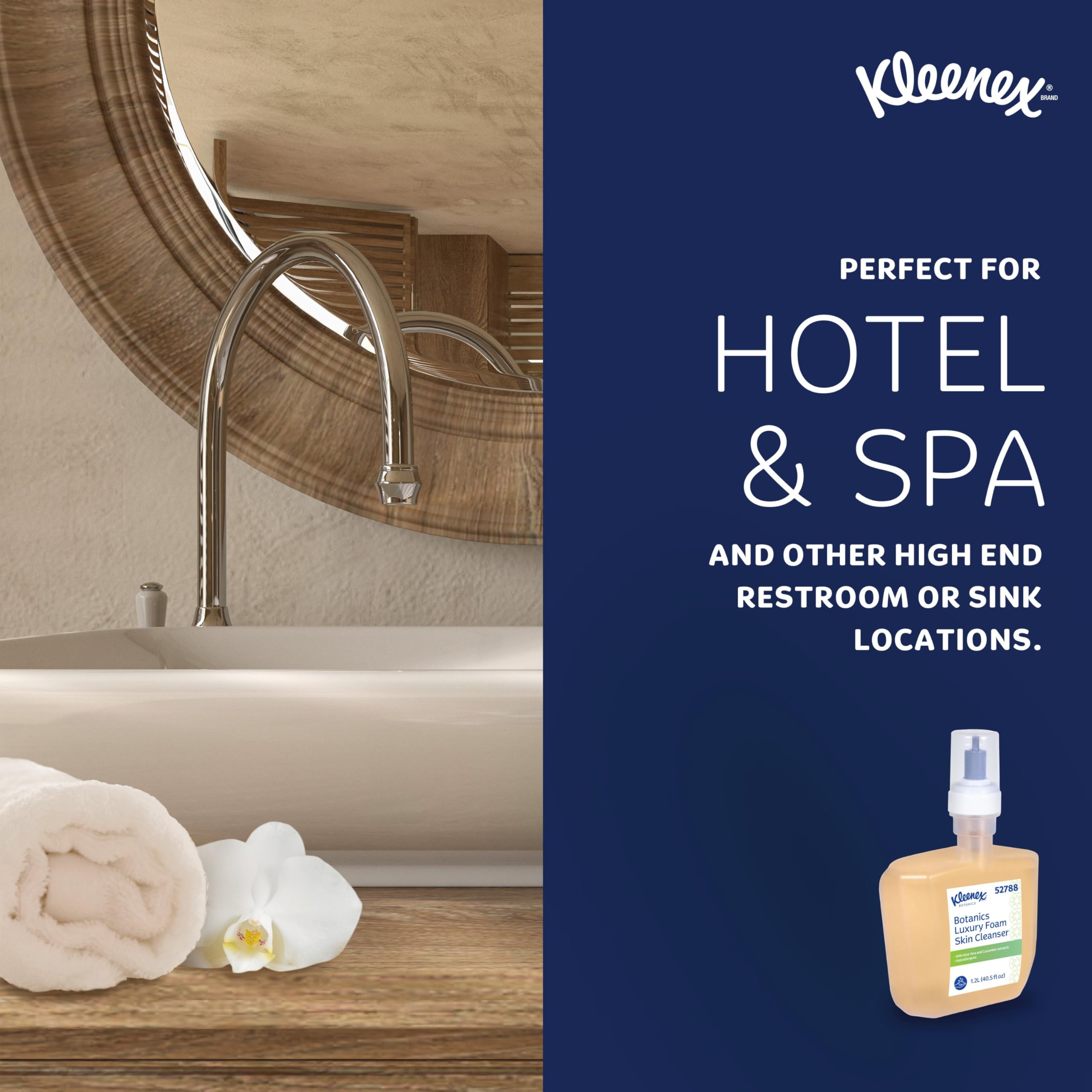 Kleenex Professional Botanics Luxury Foam Skin Cleanser (52788) - 1.2L Foaming Hand Soap Refill for Kimberly-Clark ICON & Scott Dispensers - Clear Formula with Fresh Scent - 4 Pack - Perfect for Offices, Restaurants & Public Restrooms