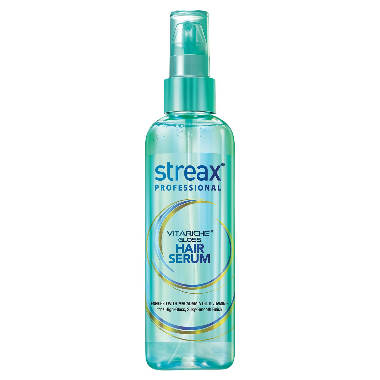 Streax Professional Vitariche Gloss Hair Serum, 125ml - Frizz Control, Shine & Smoothness Booster with Vitamin E & Macadamia Oil - Best for Dry, Damaged & All Hair Types - Perfect for Daily Styling, Heat Protection & Salon-Like Finish at Home