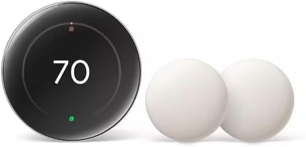 Google Nest Learning Thermostat 4th Generation with 2 Temperature Sensors - Smart Home Thermostat in Obsidian (Polished Silver) | Energy Saving & Remote Control for Home & Office