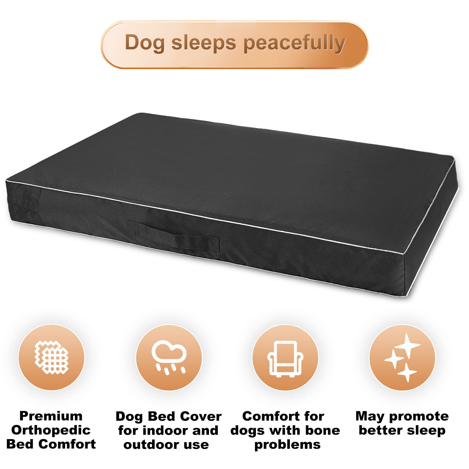 Waterproof Heavy Duty Washable Dog Bed Cover with Zipper Opening - Universal Replacement Cover for Chinchilla & Other Dog Beds (X-Large, Black) - Perfect for Indoor/Outdoor Use, Kennels & Pet Sofas