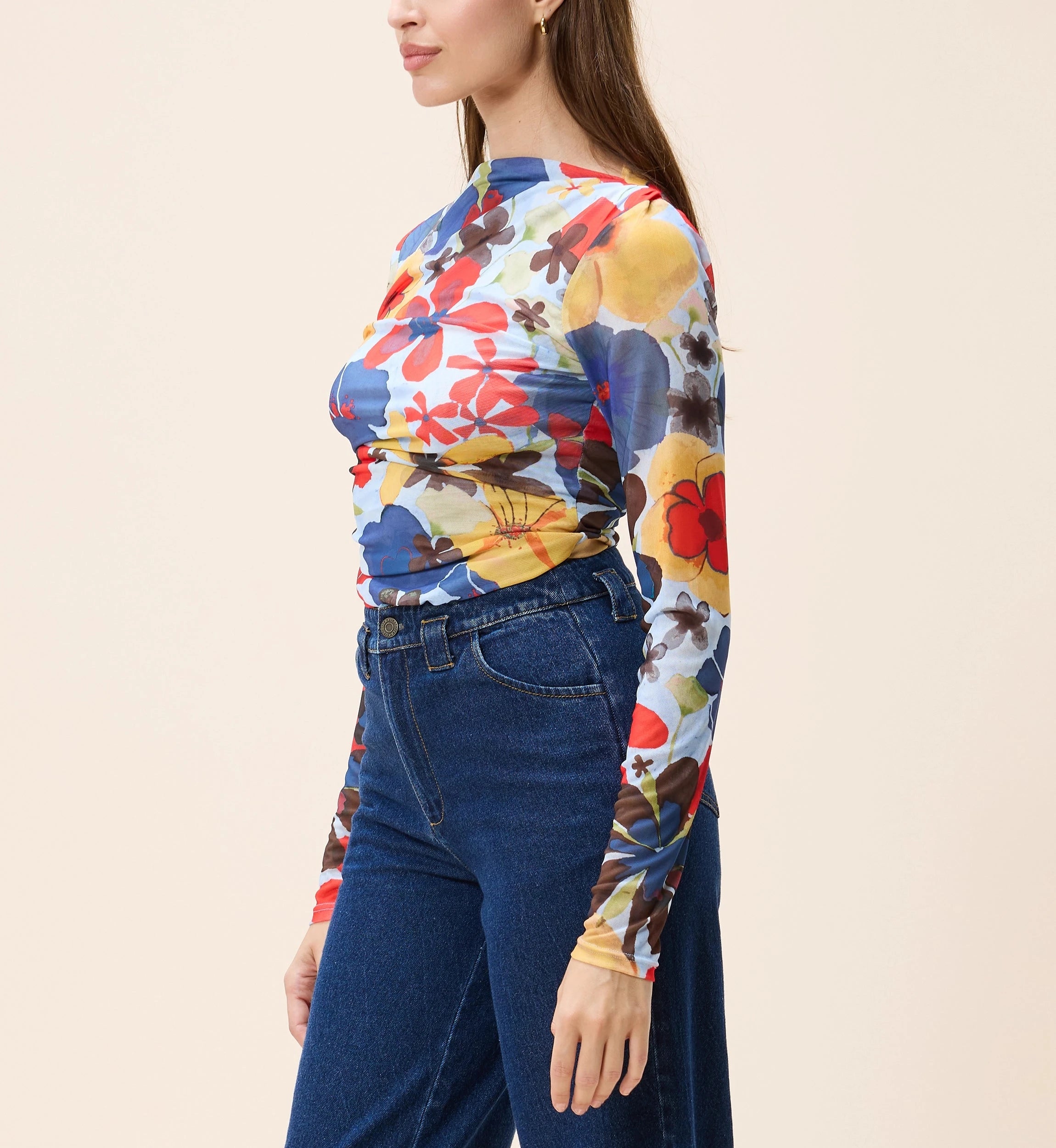Remy Top - Soft Heather Knit Blouse with Foraged Violet Floral Print | Women's Casual Wear for Spring & Summer Outfits