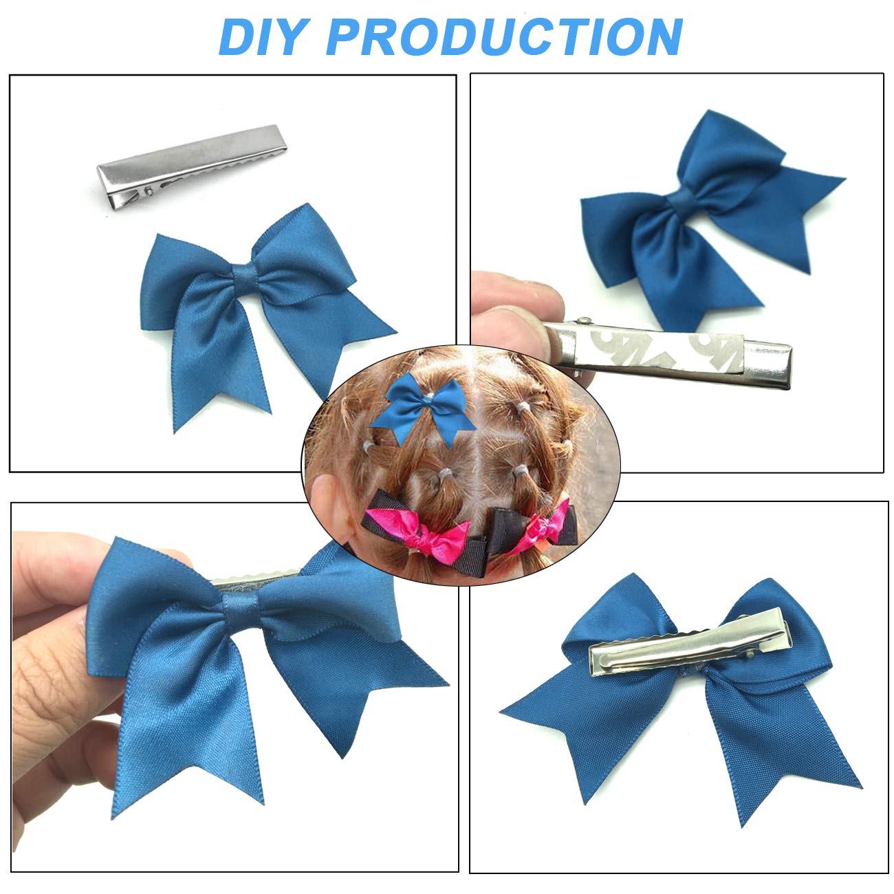 150 Pieces Silver Metal Hair Clips - Single Prong Pinch Clips for Curls, Hair Bows & Styling (3 Sizes) - DIY Hair Accessories for Women, Girls, Bridal & Party Hairstyles