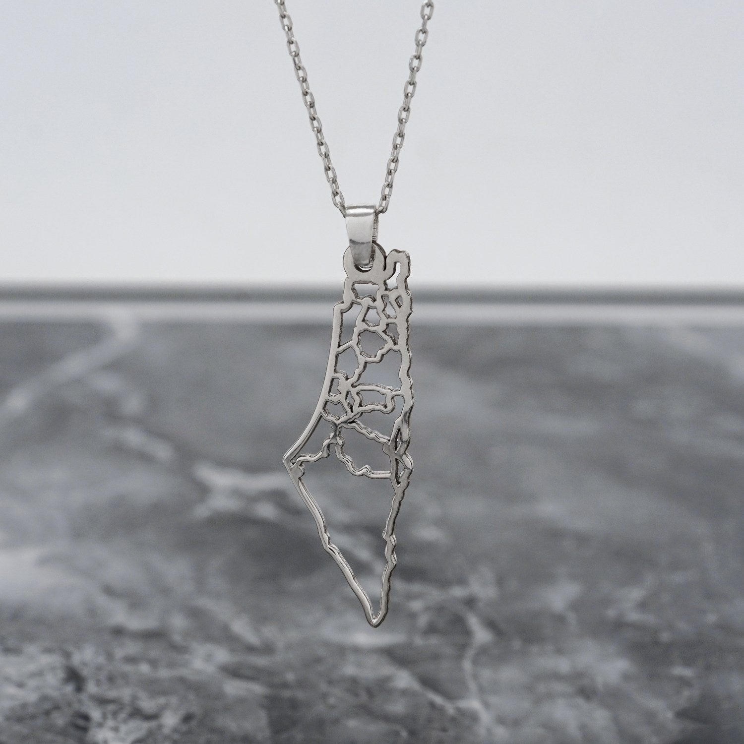 Palestine Map Necklace - 18K Gold Plated Silver Pendant with Palestine Map Frame | Elegant Jewelry Gift for Women | Perfect for Holidays, Anniversaries & Cultural Pride