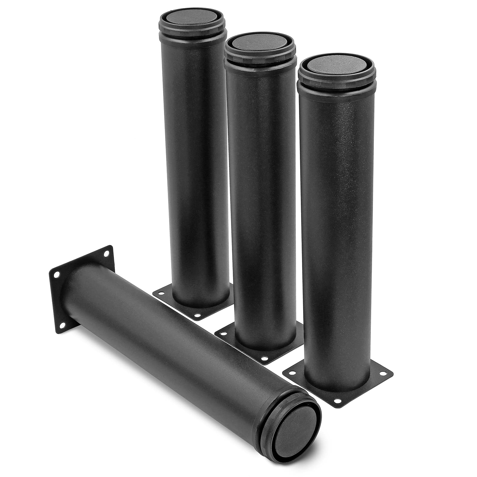 10 Inch Adjustable Stainless Steel Furniture Legs - Round Black Metal Cabinet Legs for Coffee Table, Desk, Sofa & Shelves (Pack of 4) | Durable & Stylish Home & Office Furniture Support
