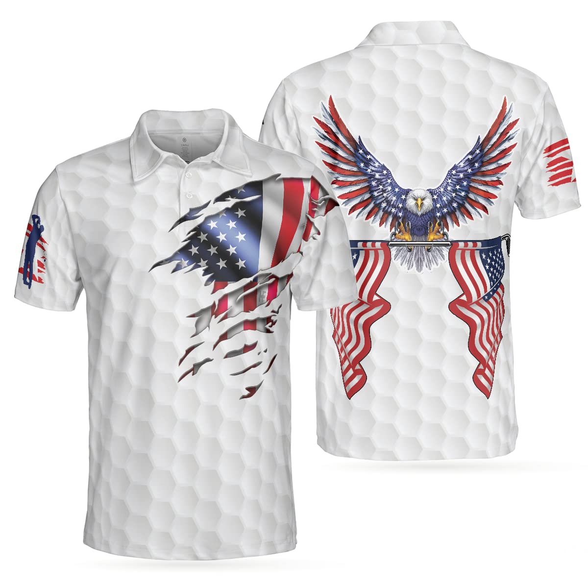 HYPERFAVOR Men's Patriotic American Flag Golf Polo Shirt - Breathable Performance Golf Shirt for Men - Perfect for Golf Tournaments, Country Club Events & 4th of July Celebrations
