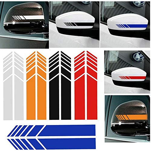 10PCS Waterproof 5D Carbon Fiber Car Rearview Mirror Stickers - 2X15x2.4CM Racing Stripes Decal for DIY Vinyl Side Decor (White/Black/Red) - Perfect for Car Enthusiasts & Vehicle Customization
