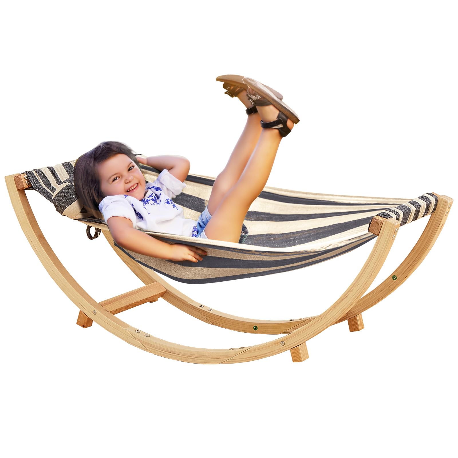Premium Solid Wood Kids Rocking Chair for Toddlers 3-5 Years - CPC Certified 110lbs Capacity - Wider & Longer Hammock Chair with Stable Structure - Perfect for Nursery, Playroom & Outdoor Play